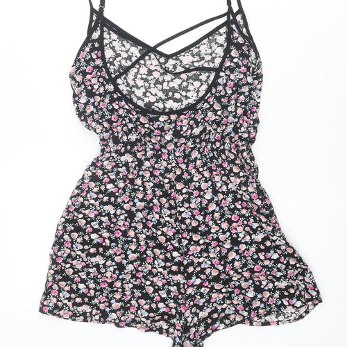 Divided by H&M Womens Multicoloured Floral Viscose Playsuit One-Piece Size 6 Pullover