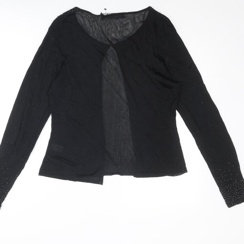 Jasper Conran Womens Black Round Neck Viscose Cardigan Jumper Size M