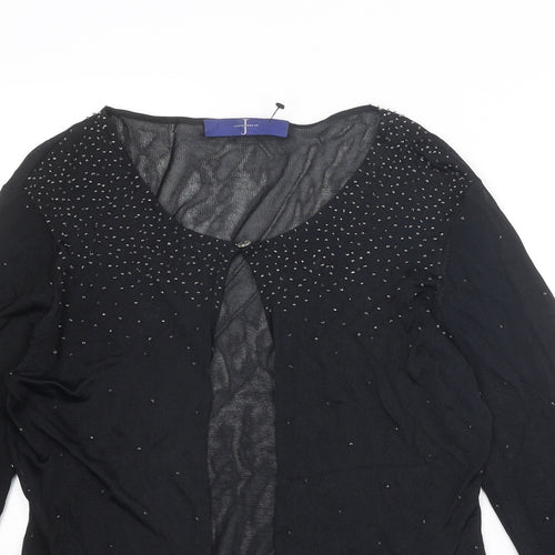 Jasper Conran Womens Black Round Neck Viscose Cardigan Jumper Size M