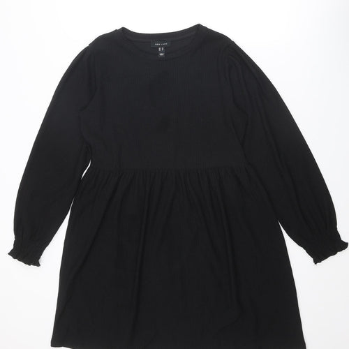 New Look Womens Black Polyester A-Line Size 10 Round Neck Pullover