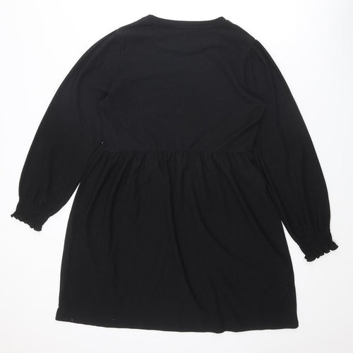 New Look Womens Black Polyester A-Line Size 10 Round Neck Pullover