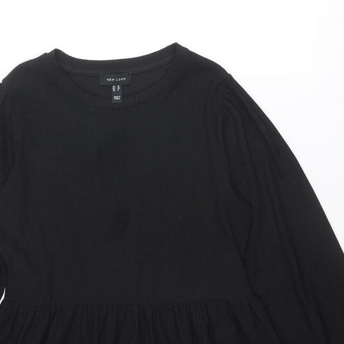 New Look Womens Black Polyester A-Line Size 10 Round Neck Pullover