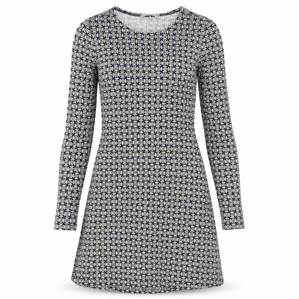 Mango Womens Multicoloured Geometric Viscose Jumper Dress Size XS Round Neck Pullover