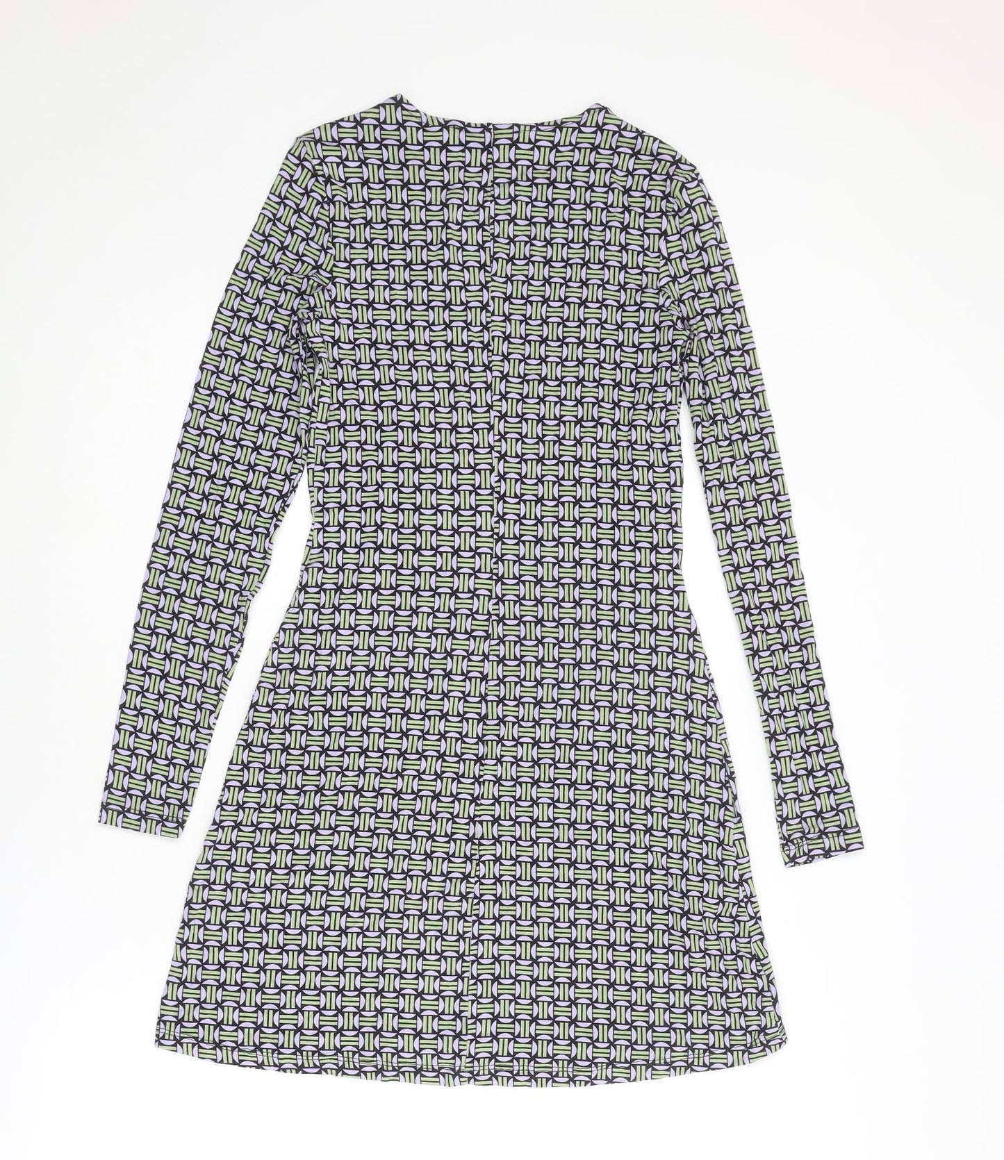 Mango Womens Multicoloured Geometric Viscose Jumper Dress Size XS Round Neck Pullover