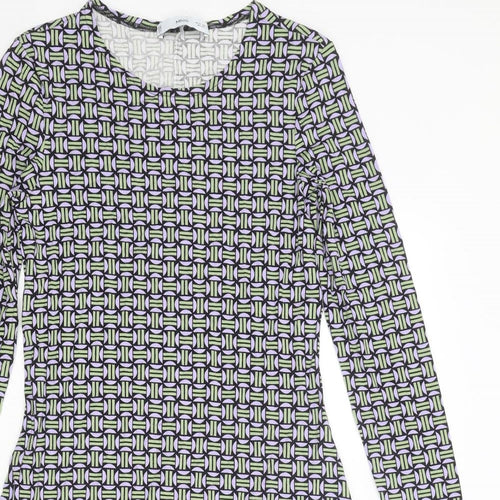 Mango Womens Multicoloured Geometric Viscose Jumper Dress Size XS Round Neck Pullover