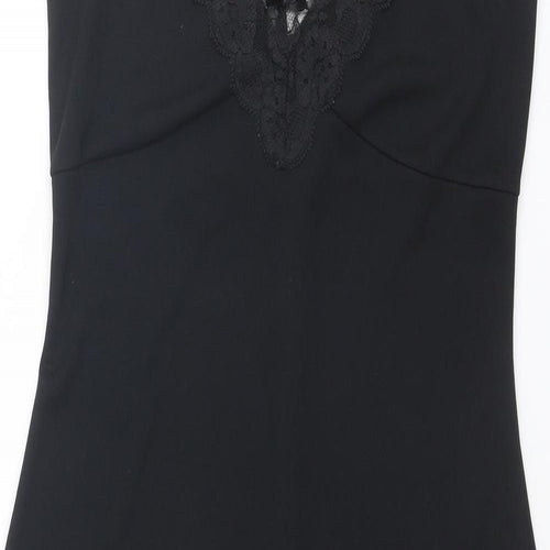 River Island Womens Black Polyester Slip Dress Size 14 V-Neck Pullover