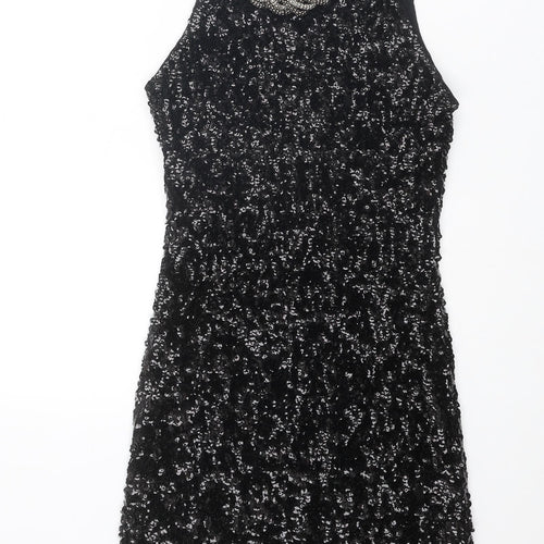 Stella Morgan Womens Black Polyester A-Line Size 8 Round Neck Pullover - Size 8-10