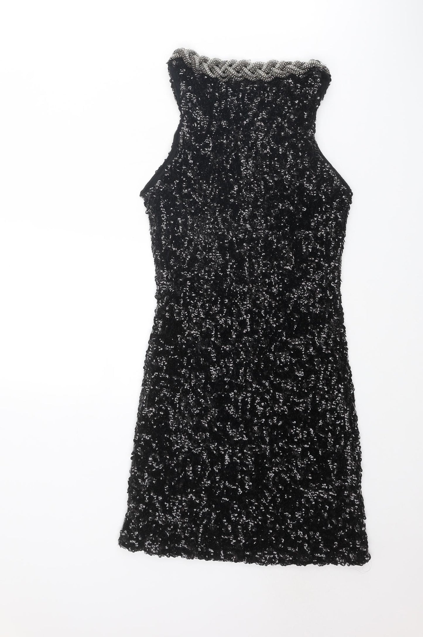 Stella Morgan Womens Black Polyester A-Line Size 8 Round Neck Pullover - Size 8-10