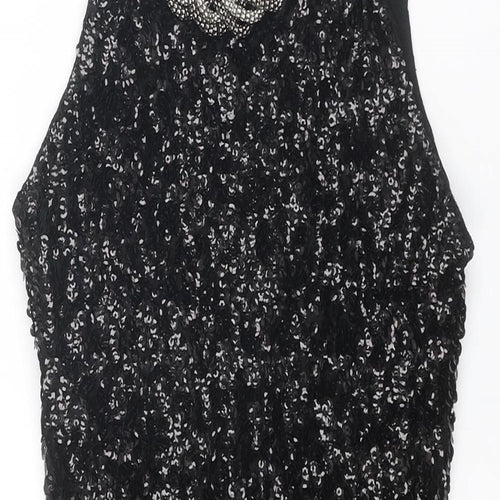 Stella Morgan Womens Black Polyester A-Line Size 8 Round Neck Pullover - Size 8-10