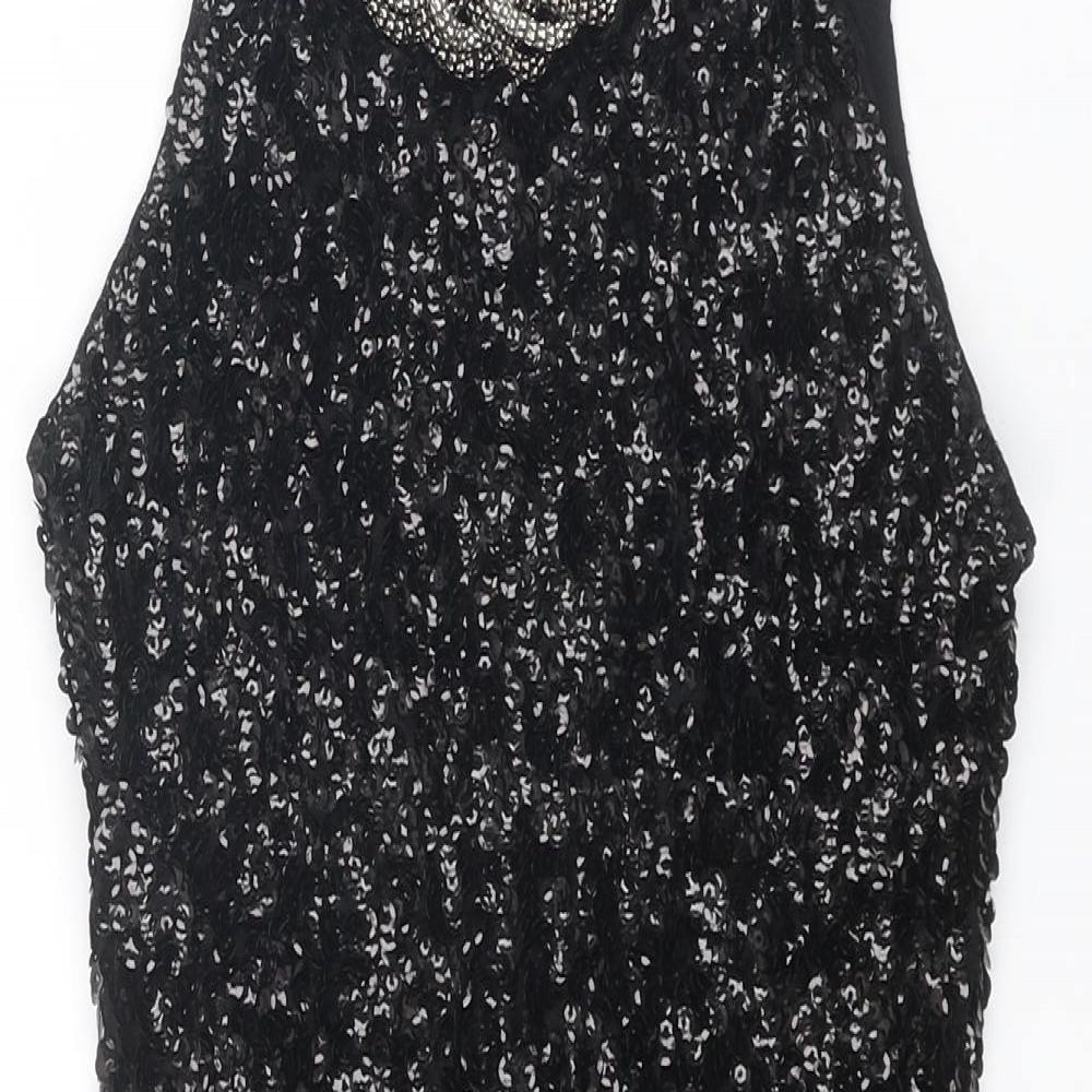 Stella Morgan Womens Black Polyester A-Line Size 8 Round Neck Pullover - Size 8-10