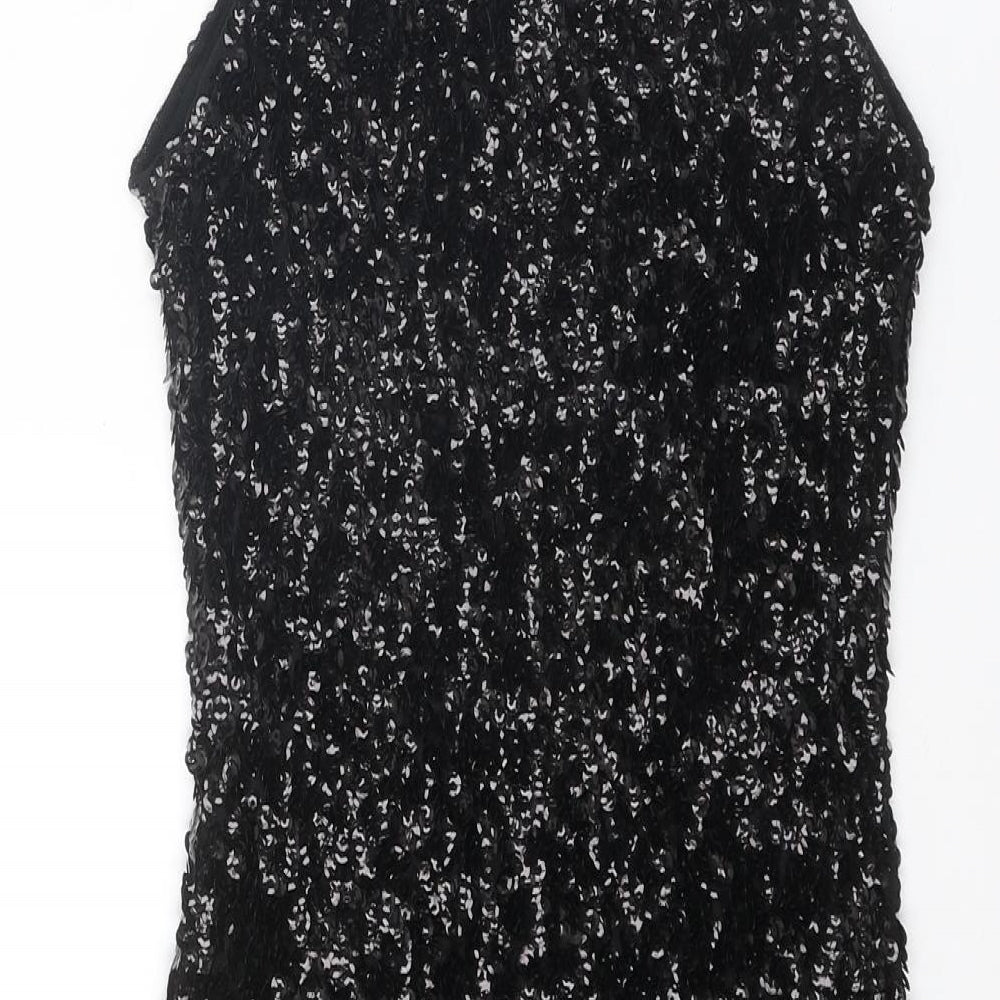 Stella Morgan Womens Black Polyester A-Line Size 8 Round Neck Pullover - Size 8-10