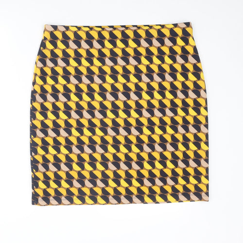 Marks and Spencer Womens Multicoloured Geometric Polyester A-Line Skirt Size 16
