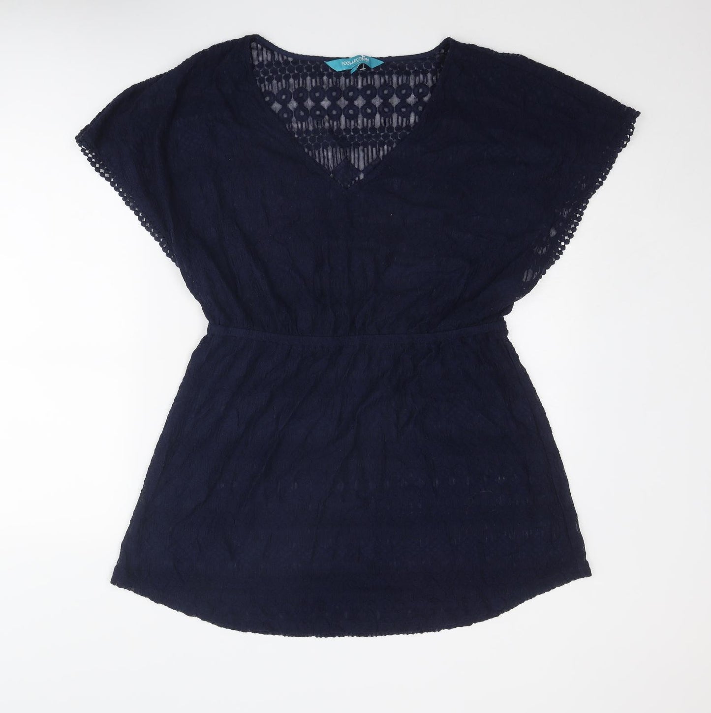 Debenhams Womens Blue Cotton Cover Up Size 18 Pullover - Bobble Trim