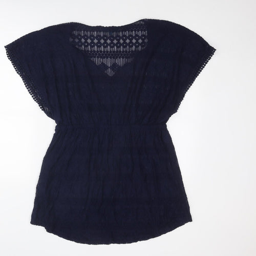 Debenhams Womens Blue Cotton Cover Up Size 18 Pullover - Bobble Trim