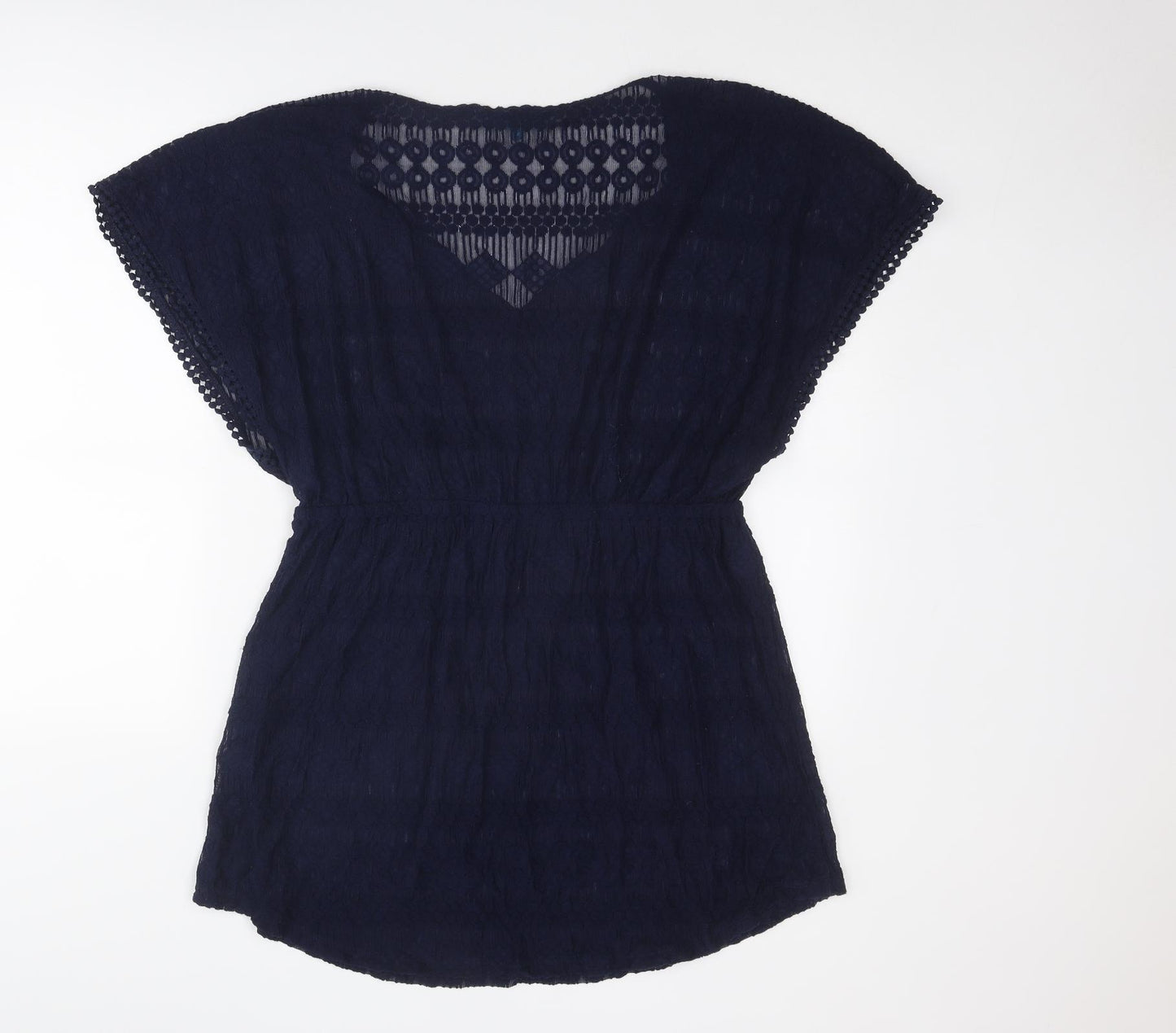Debenhams Womens Blue Cotton Cover Up Size 18 Pullover - Bobble Trim