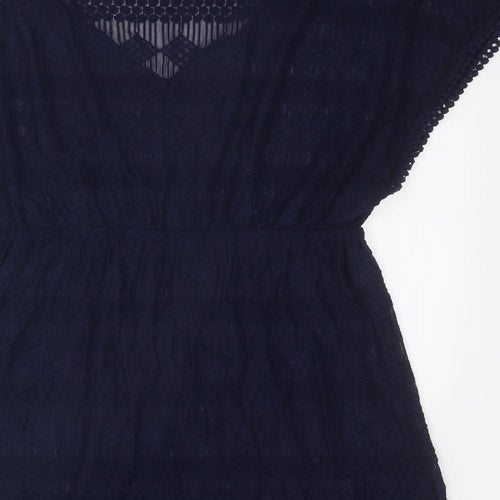 Debenhams Womens Blue Cotton Cover Up Size 18 Pullover - Bobble Trim