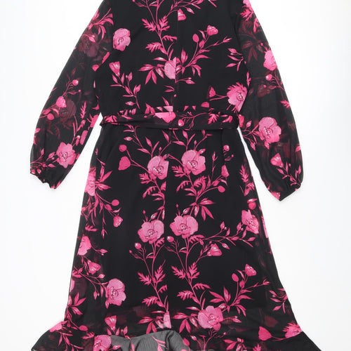 Wallis Womens Multicoloured Floral Polyester A-Line Size 14 V-Neck Zip