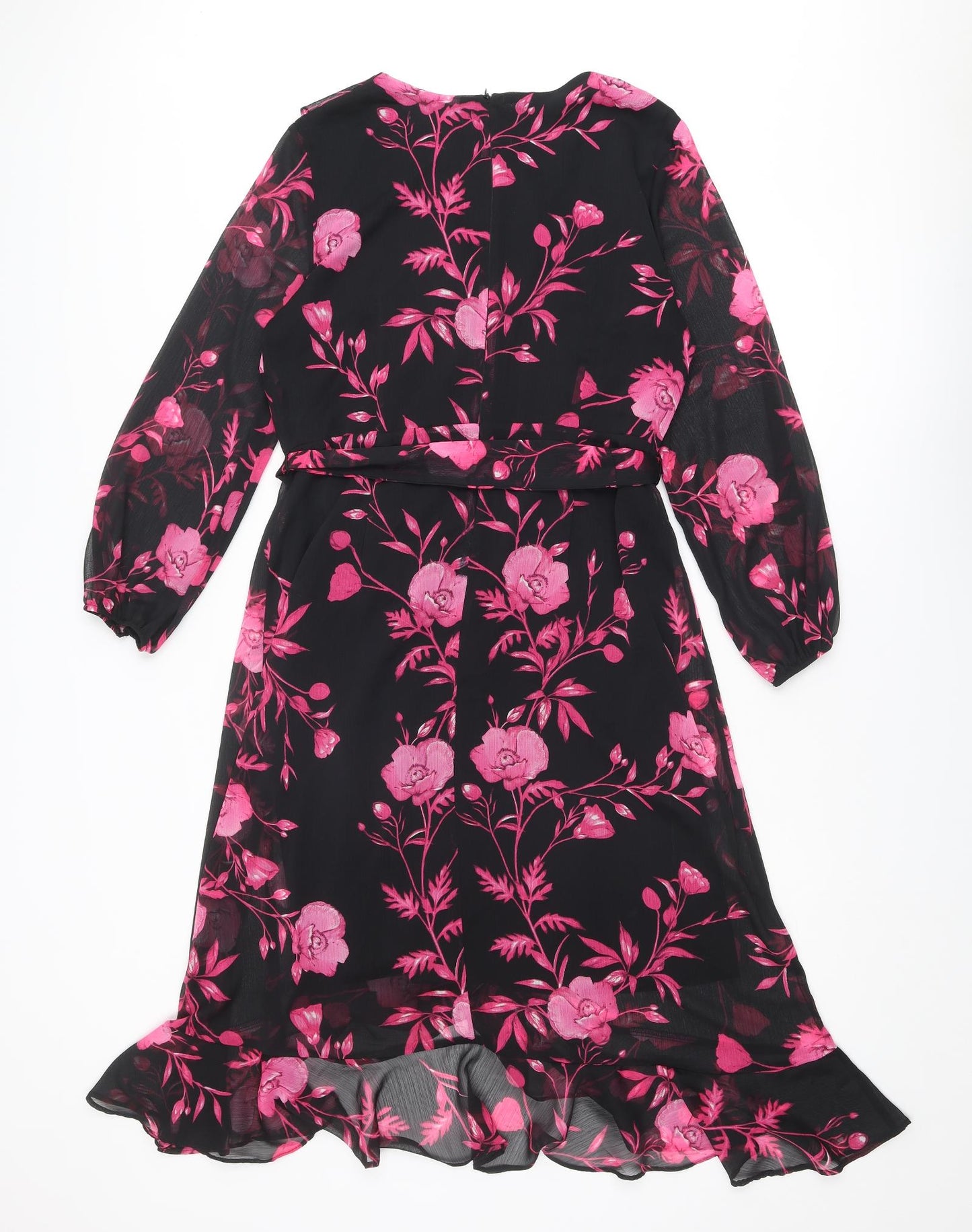 Wallis Womens Multicoloured Floral Polyester A-Line Size 14 V-Neck Zip