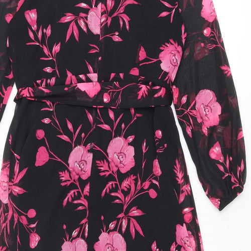 Wallis Womens Multicoloured Floral Polyester A-Line Size 14 V-Neck Zip