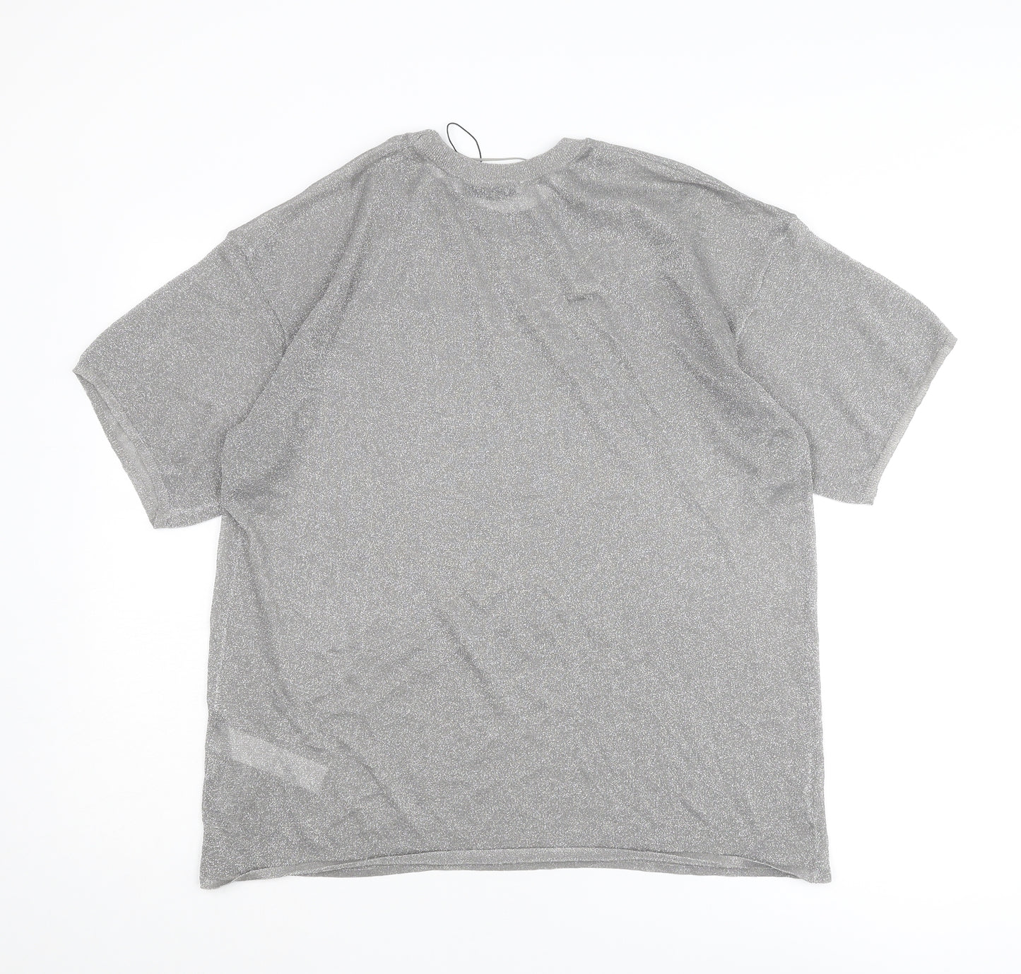 Zara Womens Silver Round Neck Polyester Pullover Jumper Size S