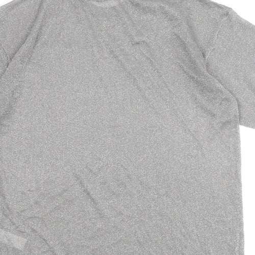 Zara Womens Silver Round Neck Polyester Pullover Jumper Size S