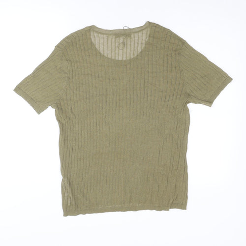 Zara Womens Green Round Neck Cotton Pullover Jumper Size L
