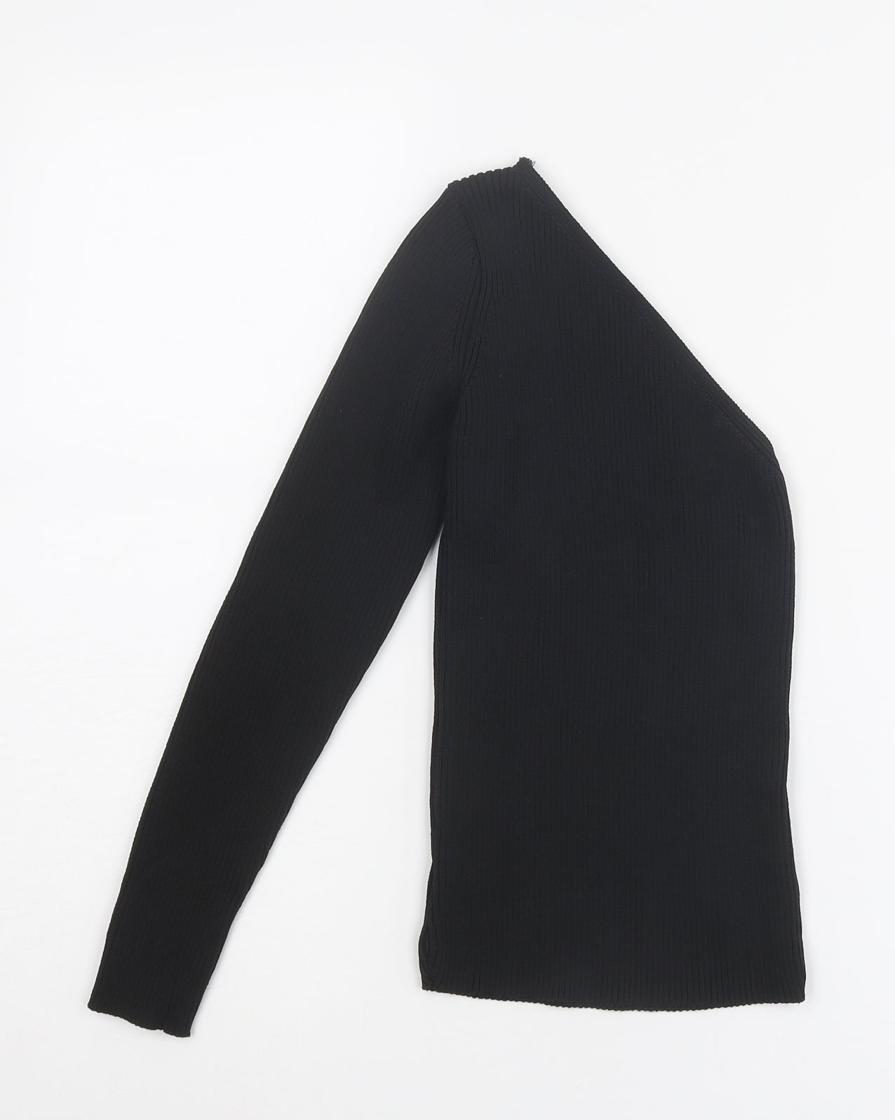 PRETTYLITTLETHING Womens Black V-Neck Acrylic Pullover Jumper Size 6 - One Sleeve