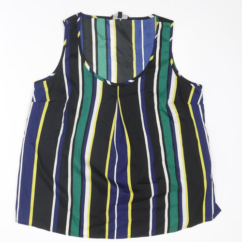 Capsule Womens Multicoloured Striped Polyester Basic Tank Size 18 Round Neck