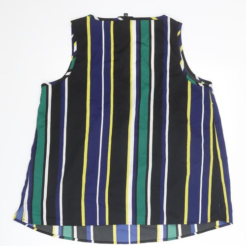 Capsule Womens Multicoloured Striped Polyester Basic Tank Size 18 Round Neck