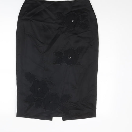 Principles Womens Black Floral Acetate Straight & Pencil Skirt Size 12 Zip