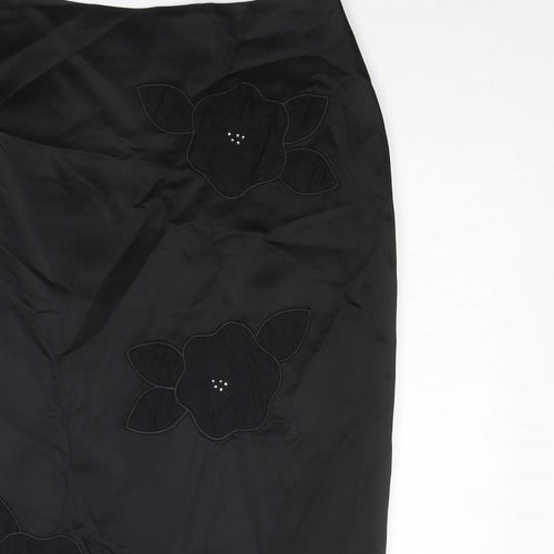Principles Womens Black Floral Acetate Straight & Pencil Skirt Size 12 Zip