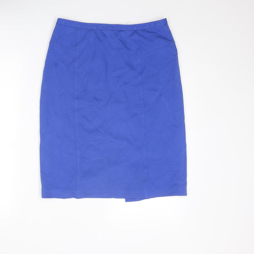 PURE Collection Womens Blue Viscose Straight & Pencil Skirt Size 12 Zip