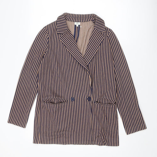River Island Womens Multicoloured Striped Jacket Blazer Size 8 Button