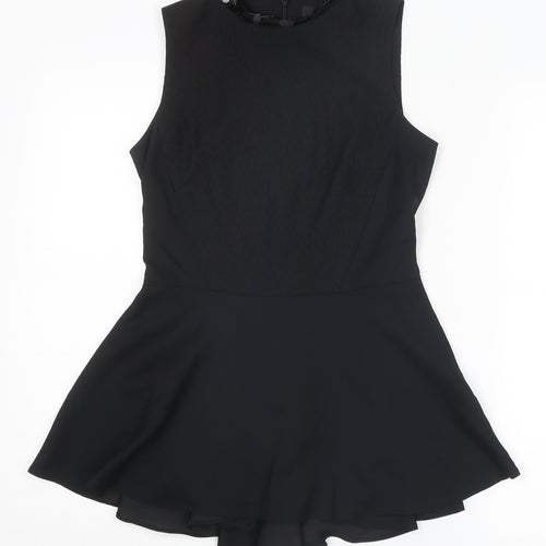Coast Womens Black Polyester Basic Tank Size 6 Mock Neck