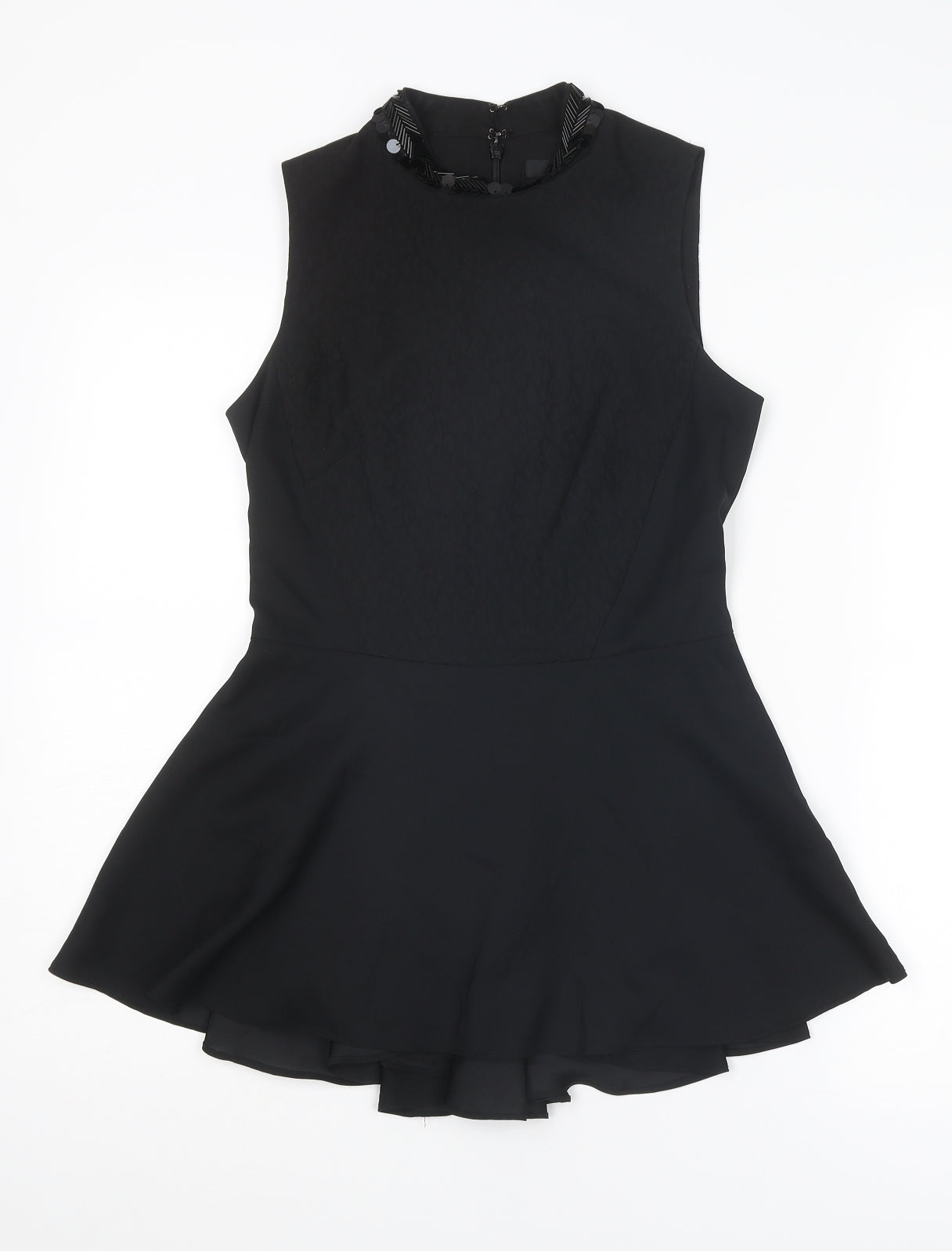 Coast Womens Black Polyester Basic Tank Size 6 Mock Neck