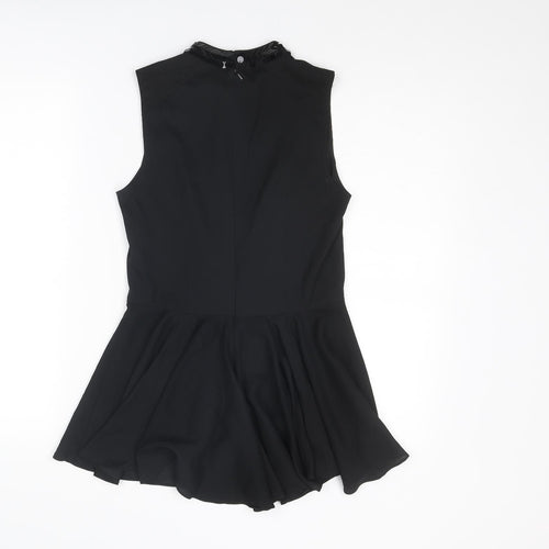 Coast Womens Black Polyester Basic Tank Size 6 Mock Neck