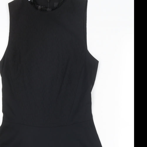 Coast Womens Black Polyester Basic Tank Size 6 Mock Neck
