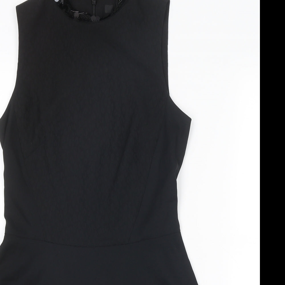 Coast Womens Black Polyester Basic Tank Size 6 Mock Neck