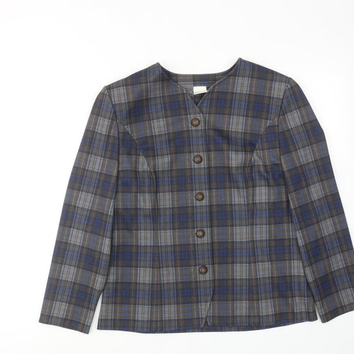 Karelia Womens Multicoloured Plaid Jacket Size 12 Button