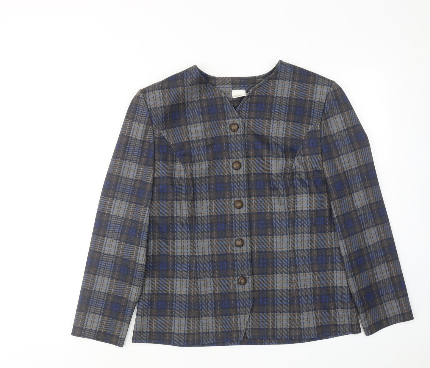 Karelia Womens Multicoloured Plaid Jacket Size 12 Button
