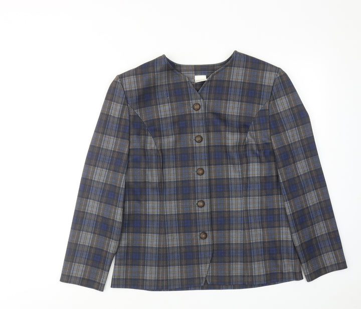 Karelia Womens Multicoloured Plaid Jacket Size 12 Button