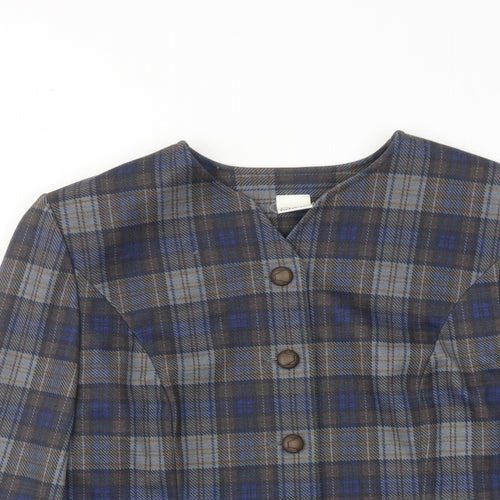 Karelia Womens Multicoloured Plaid Jacket Size 12 Button