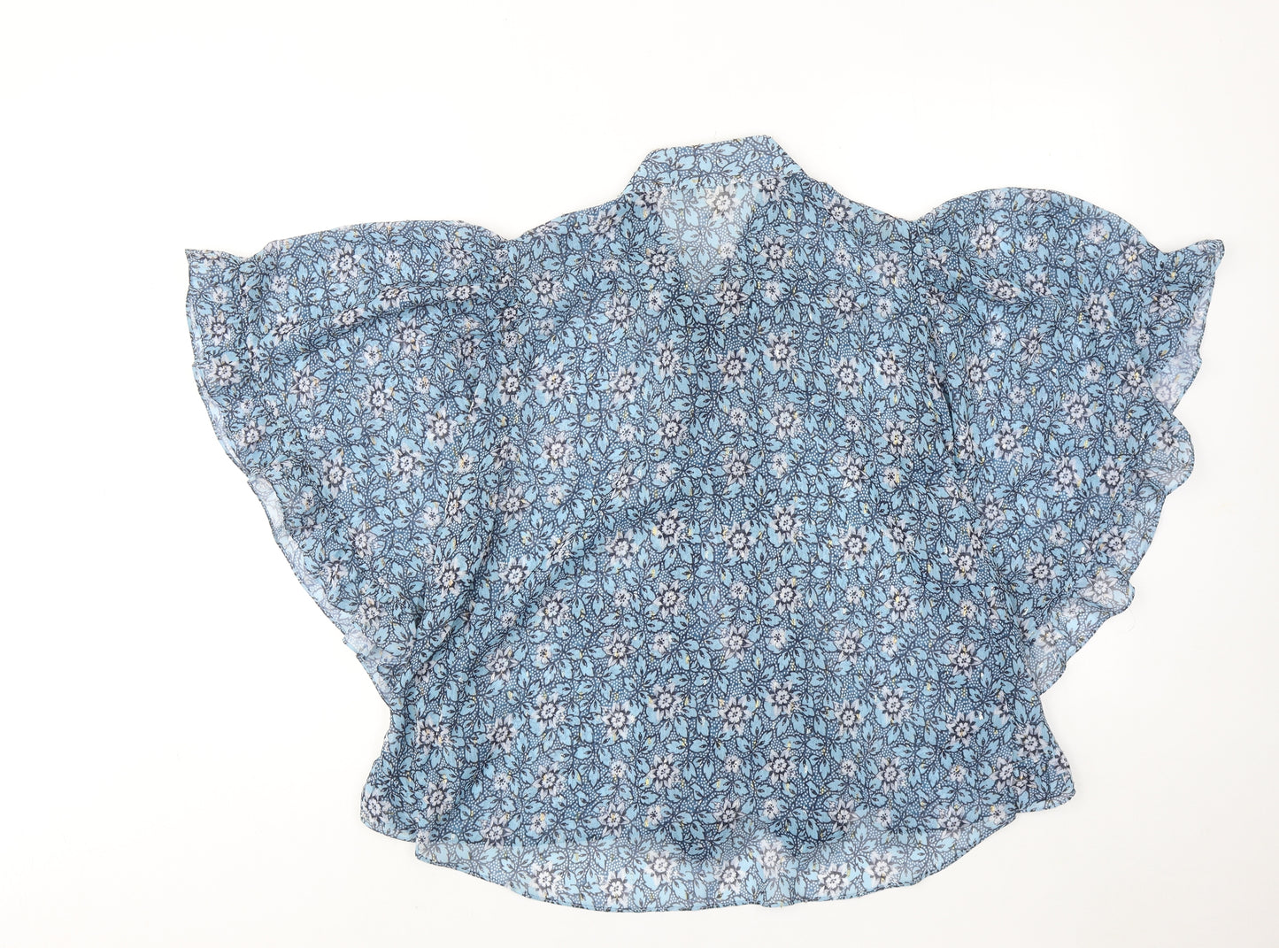 River Island Womens Blue Geometric Polyester Basic Blouse Size 14 Collared