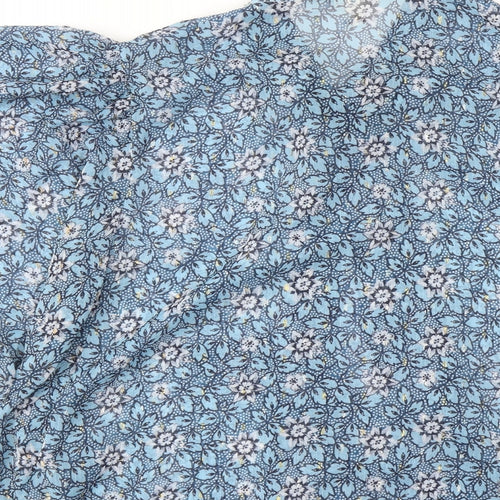 River Island Womens Blue Geometric Polyester Basic Blouse Size 14 Collared