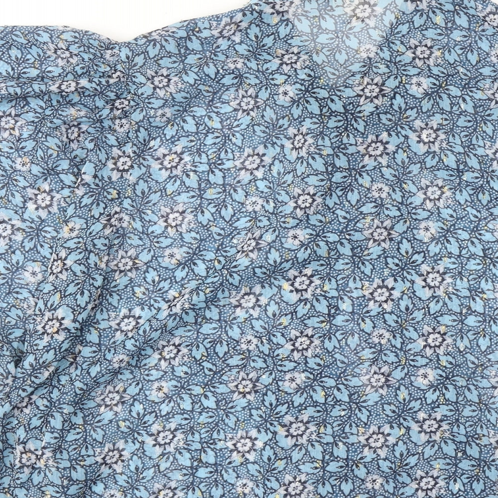 River Island Womens Blue Geometric Polyester Basic Blouse Size 14 Collared