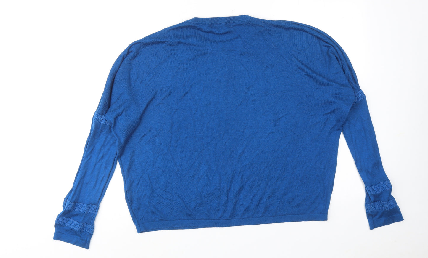 Marks and Spencer Womens Blue Round Neck Viscose Pullover Jumper Size L