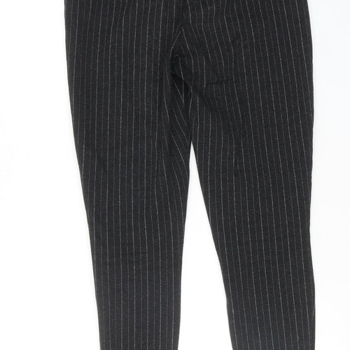 Marks and Spencer Womens Grey Striped Viscose Carrot Trousers Size S Regular Zip