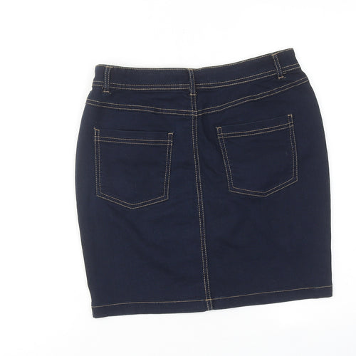 TISSAIA Womens Blue Cotton A-Line Skirt Size 10 Zip