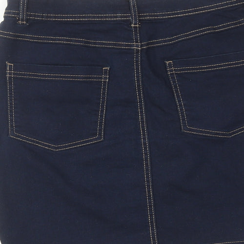 TISSAIA Womens Blue Cotton A-Line Skirt Size 10 Zip