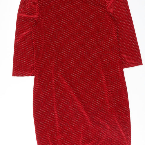 Envy Womens Red Geometric Polyester A-Line Size 14 Round Neck Pullover